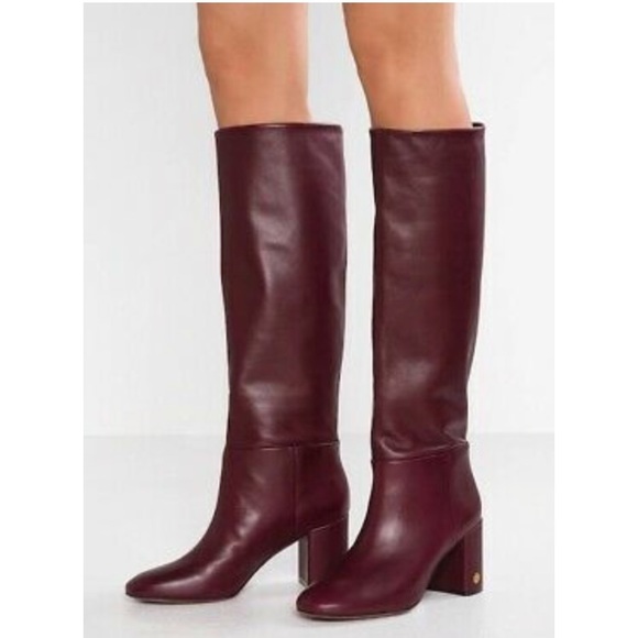 Tory Burch Brooke Slouchy Boots in Burgundy - Picture 2 of 8
